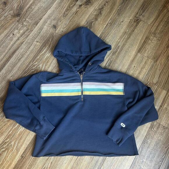 Abercrombie & Fitch Tops - Abercrombie & Fitch Hoodie Womens M 1/4 Zip Fleece Blue Pullover Crop
